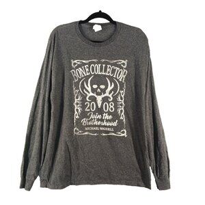 Bone Collector Men Long t-shirt Size LARGE Gray Cotton Blend Pullover